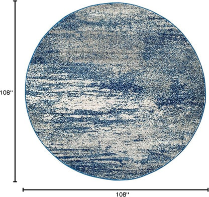 SAFAVIEH Evoke Collection 9' Round Navy/Ivory EVK272A Modern Abstract Non-Shedding Dining Room Entryway Foyer Living Room Bedroom Area Rug