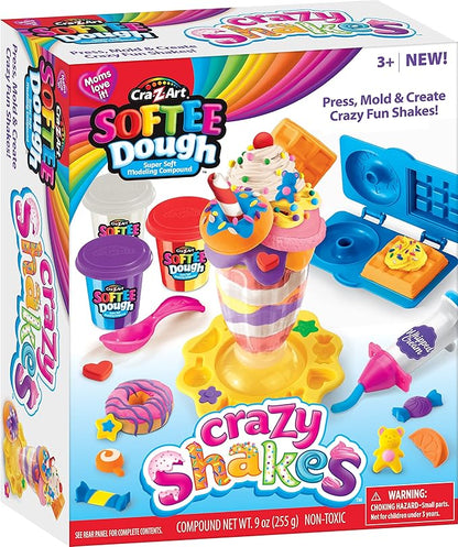 Cra-Z-Art Softee Dough Crazy Shakes Milkshake Playset, Modeling Dough Play Toy for Kids Ages 3 Years and Up