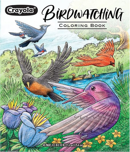 Crayola Bird Coloring Book (40pgs), Adult Coloring Pages, 8.5 x 10, Stress Relieving Coloring, Mindfulness Activity for Adults