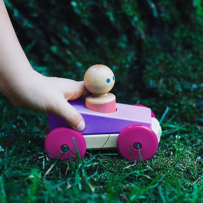 3 Piece Tegu Magnetic Racer Building Block Set, Purple