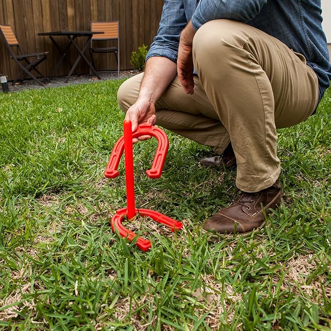 Champion Sports Indoor/Outdoor Horseshoe Set Red