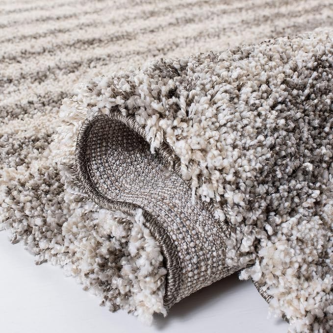 SAFAVIEH Hudson Shag Collection Area Rug - 8' x 10', Grey & Ivory, Modern Abstract Design, Non-Shedding & Easy Care, 2-inch Thick Ideal for High Traffic Areas in Living Room, Bedroom (SGH298F)