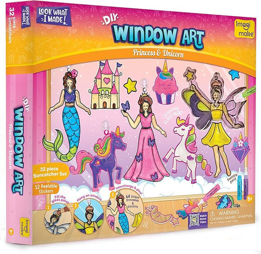Imagimake Window Art Princess & Unicorn | Suncatcher Kit | Unicorn Toys for Girls Age 5-8 | Craft Kits for Girls Ages 8-12 | Gifts for 5 Year Old Girls