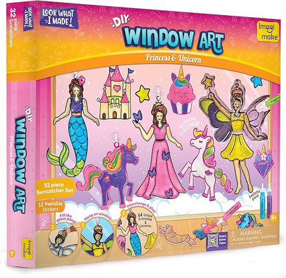 Imagimake Window Art Princess & Unicorn | Suncatcher Kit | Unicorn Toys for Girls Age 5-8 | Craft Kits for Girls Ages 8-12 | Gifts for 5 Year Old Girls