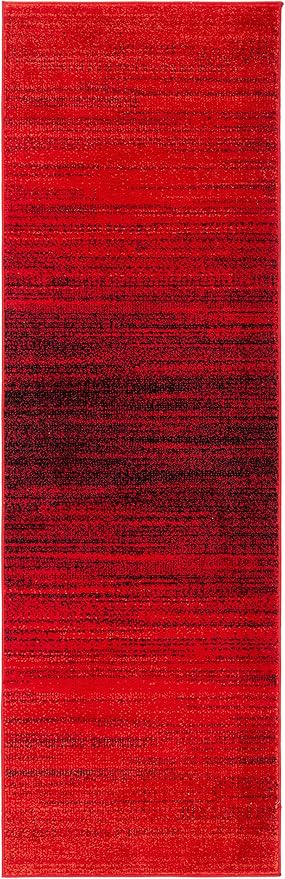 SAFAVIEH Adirondack Collection Runner Rug - 2'6" x 8', Red & Black, Modern Ombre Design, Non-Shedding & Easy Care, Ideal for High Traffic Areas in Living Room, Bedroom (ADR142Q)
