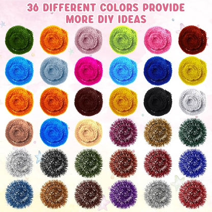 1800 Pcs Pipe Cleaners 6 mm by 12 Inch Chenille Stems Pipe Cleaners Craft Supplies Art Supplies for Kids Adults DIY Creative Decorations, 36 Assorted Colors (Stylish Color)