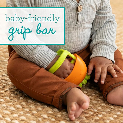 Infantino Handy Dandy Teething Mitt – Soft Silicone Teether for Babies, Develops Grasping Skills, Easy to Clean, Orange Carrot