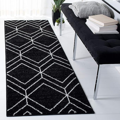 SAFAVIEH Adirondack Collection Runner Rug - 2'6" x 12', Black & Ivory, Modern Geometric Design, Non-Shedding & Easy Care, Ideal for High Traffic Areas in Living Room, Bedroom (ADR241Z)