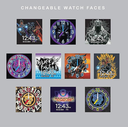 Accutime Kids Marvel Black Panther Black Educational ,Touchscreen Smart Watch Toy for Boys, Girls, Toddlers - Selfie Cam, Learning Games, Alarm, Calculator, Pedometer (Model: AVG4608AZ)