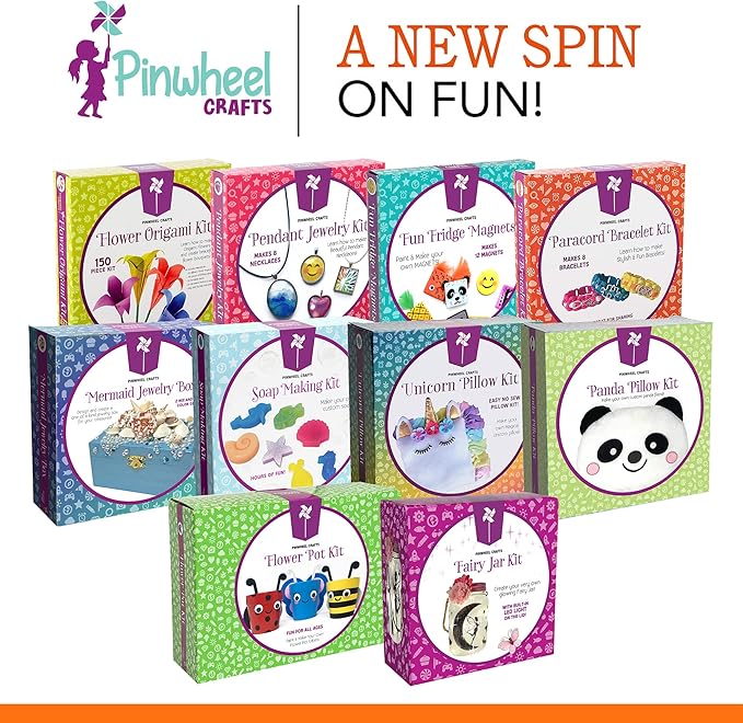 Pinwheel Crafts Paracord Bracelet Kit - DIY Kids Crafts, Paracord Bracelet w/Sturdy Buckle & Paracord 550 Cord - 8 Colorful Friendship Bracelets Gifts - Jewelry Making Kit for Girls 8-12 Years Old