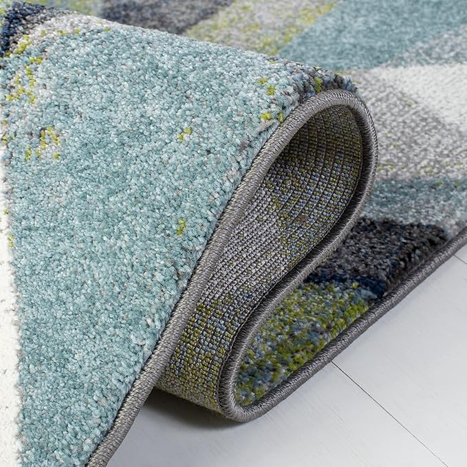 SAFAVIEH Porcello Collection Accent Rug - 2'7" x 5', Grey & Blue, Modern Abstract Design, Non-Shedding & Easy Care, Ideal for High Traffic Areas in Entryway, Living Room, Bedroom (PRL6940G)