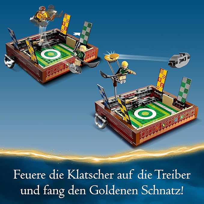 LEGO Harry Potter Quidditch Trunk Playset for 1 or 2 Players with Customizable Minifigures of Draco Malfoy, Cedric Diggory, Cho Chang and Golden Snitch, Travel Toy for Boys and Girls 76416