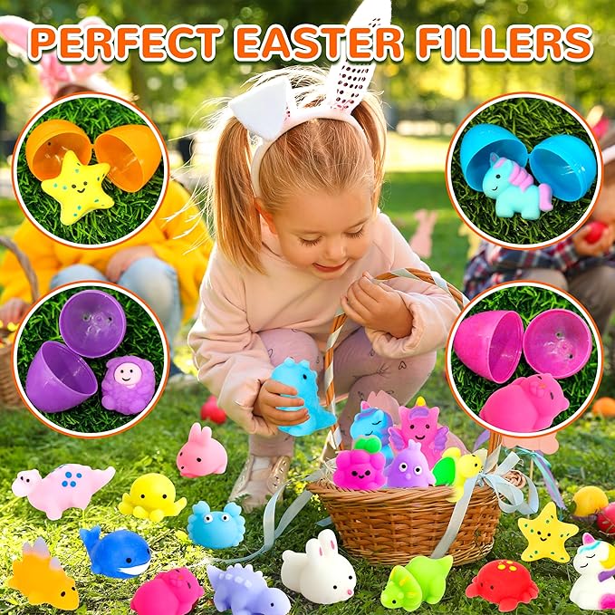 150 Pack Mochi Squishy Toys Kawaii Squishies Stress Relief Toys Pack Boys Girs Party Favors Bulk Birthday Gifts Valentines Day Gifts for Kids Easter Egg Fillers Easter Hunt Basket Pinata Stuffers