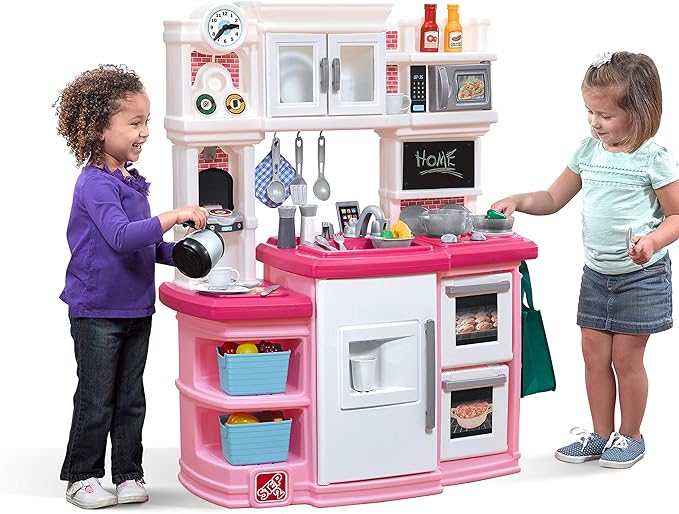 Step2 784200 Great Gourmet Kitchen | Durable Kids Kitchen Playset with Lights & Sounds | Pink Plastic Play Kitchen, 16.75 x 39 x 46 inches