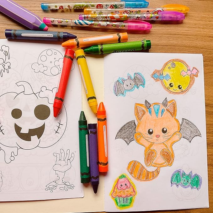 Halloween Coloring Books with Stickers 48 Pack Halloween Treat Prizes Non Candy Gifts for Kids Boys or Girls Halloween Activity Book Party Favor Supplies Trick or Treat Goody Bag Bulk Fillers