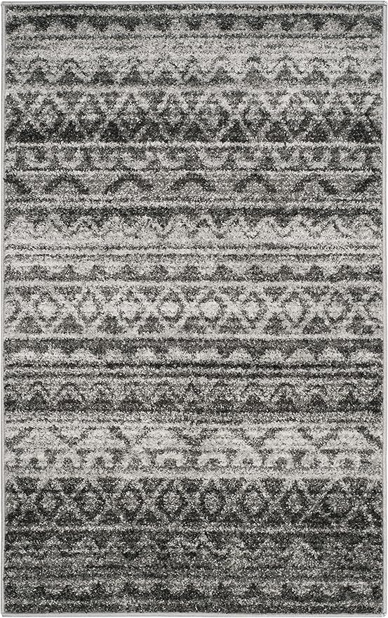 SAFAVIEH Adirondack Collection Accent Rug - 3' x 5', Ivory & Charcoal, Moroccan Boho Distressed Design, Non-Shedding & Easy Care, Ideal for High Traffic Areas in Foyer, Living Room, Bedroom (ADR119N)