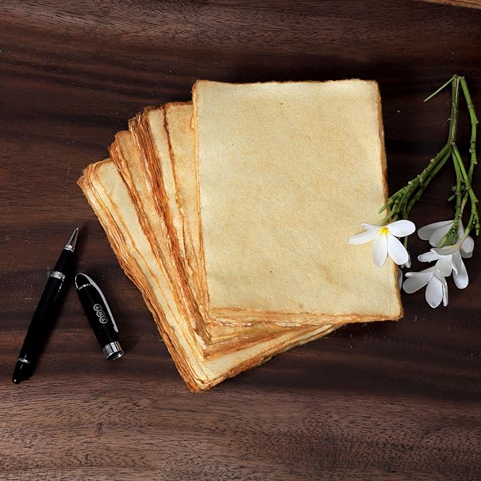 50 Pack Cotton Watercolor Paper with Deckle Edge 200 GSM Rough Textured Watercolor Paper for Writing