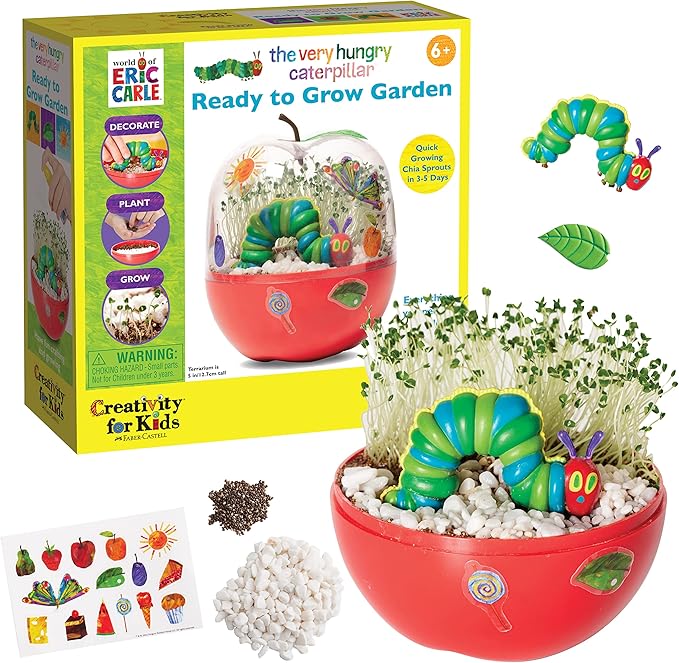 Creativity for Kids The Very Hungry Caterpillar: Ready to Grow Garden [Amazon Exclusive] Science Terrarium Kit Inspired from The World of Eric Carle Books, Gifts for Kids Ages 6-8+