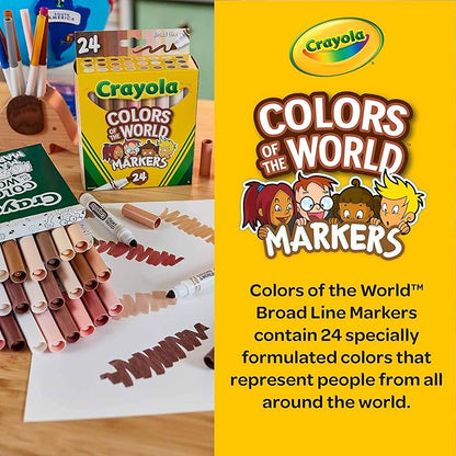 Crayola Colors of the World Markers - 6 Pack (24ct), Bulk Skin Tone Marker Set for Kids, Art Marker, Classroom Must Have, Ages 3+