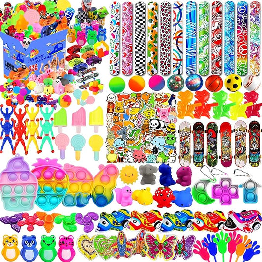 132 Pcs Party Favors Toys for Kids 4-8,Assortment Treasure Box Toys for Classroom Prizes,Goodie Bags Stuffers,Christmas Stocking Stuffers,Pinata Fillers Bulks Small Toys Carnival Prizes