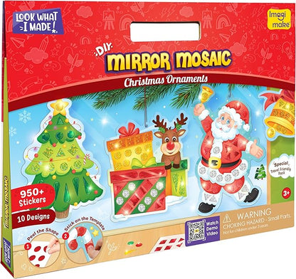 Imagimake Mirror Mosaic Christmas Kids Art Set | DIY Craft Kit | Foil Stickers for Kids | Birthday Gift for Girls and Boys Ages 3,4,5,6,7,8 | Christmas Toys for Girls Age 4,5,6,7,8
