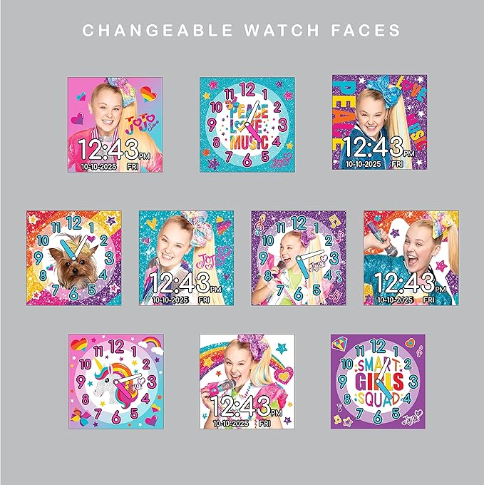 Accutime Kids Nickelodeon JoJo Siwa Educational, Touchscreen Smart Watch Toy for Girls, Boys, Toddlers - Selfie Cam, Learning Games, Alarm, Calculator, Pedometer & More (Model: JOJ4252AZ)