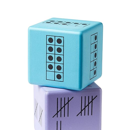 hand2mind Multiple Representation Dice, Large Foam Dice for Classroom, Subitizing Dice, Math Manipulatives Kindergarten, Educational Toys for Elementary Kids, Math Learning Tools (Set of 16)