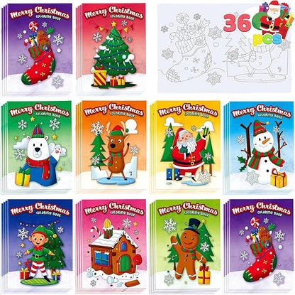 JOYIN 36 Pcs Christmas Coloring Books Bulk for Kids, Mini Coloring Booklets in 9 Covers with 10 Characters for Christmas Party Favor Supplies, Stockings Gifts Goodie Bags Stuffer Filler