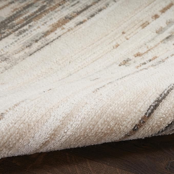 Nourison Serenity Home Abstract Ivory Beige 9' x 12' Area Rug, Easy Cleaning, Non Shedding, Bed Room, Living Room, Dining Room, Backyard, Deck, Patio (9x12)