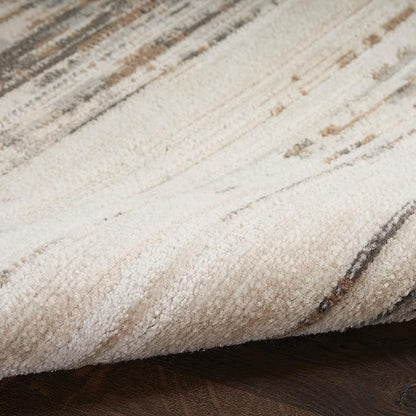 Nourison Serenity Home Abstract Ivory Beige 9' x 12' Area Rug, Easy Cleaning, Non Shedding, Bed Room, Living Room, Dining Room, Backyard, Deck, Patio (9x12)