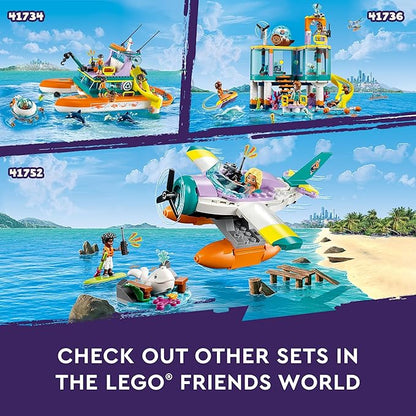 LEGO 41752 Friends Sea Rescue Plane, Airplane Toy with Whale Figure and Mini Dolls, Animal Care Gift for Birthday for Girls, Boys and Children from 6 Years