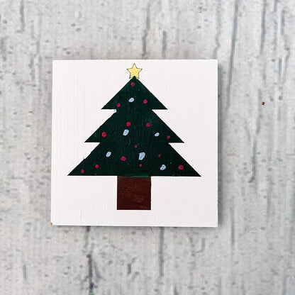 Unfinished Barn Quilt Square Wooden Sign, Country Decor Canvas Quilts Blocks (9 inches, Christmas Tree)