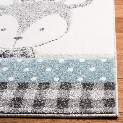 SAFAVIEH Carousel Kids Collection Runner Rug - 2'3" x 6', Grey & Ivory, Animal Design, Non-Shedding & Easy Care, Ideal for High Traffic Areas for Boys & Girls in Playroom, Nursery, Bedroom (CRK188B)