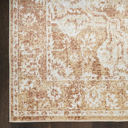 Nourison Astra Machine Washable Rust 5'3" x 7' Area Rug - Easy Cleaning, Non Shedding, Bed Room, Living Room, Dining Room, Kitchen (5' x 7')