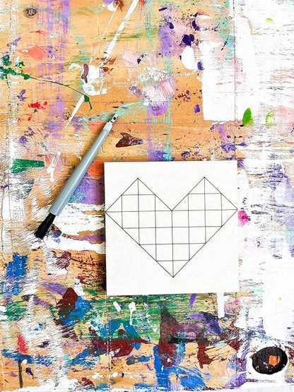 Unfinished Barn Quilt Square Wooden Sign, Country Decor Canvas Quilts Blocks (6 inches, Heart)