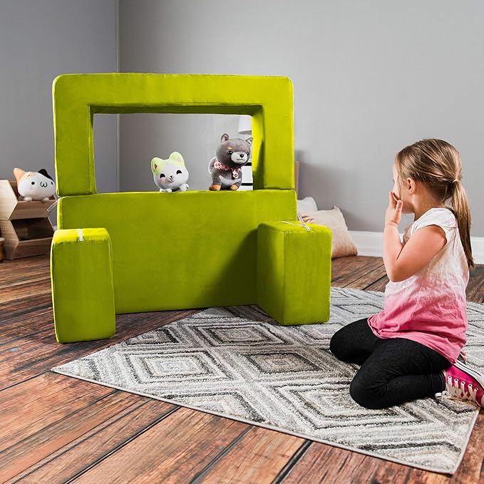 Jaxx Zipline Kids Modular Loveseat & Ottomans/Fold Out Lounger, Lime