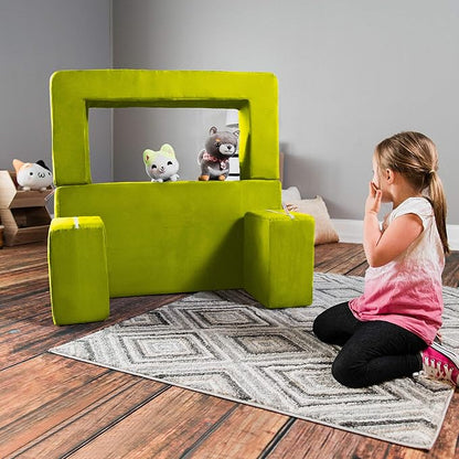 Jaxx Zipline Kids Modular Loveseat & Ottomans/Fold Out Lounger, Lime