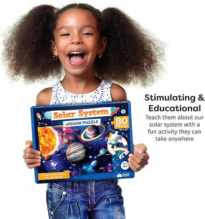 Momo & Nashi Solar System Space Kids Puzzles - 80 pcs - Large Jigsaw Floor Puzzles for Kids Ages 4-8, 3-5, 6-8, 8-10 Boys Girls - Science Educational Toys for Kids 5-7 Planets and Solar System Toys