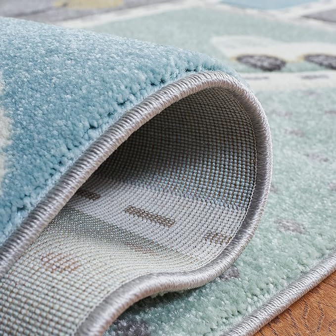 SAFAVIEH Carousel Kids Collection Accent Rug - 2'3" x 4', Grey & Light Blue, Non-Shedding & Easy Care, Ideal for High Traffic Areas for Boys & Girls in Playroom, Nursery, Bedroom (CRK193F)
