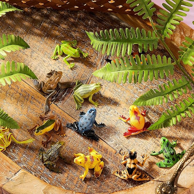 48 Pieces Plastic Frogs Toy Mini Vinyl Realistic Frog Toy Decorations Frogs Fun Rain Forest Character Toys Realistic Frog Figures Lifelike Toy for Crafting Party Supplies Home Decor Game