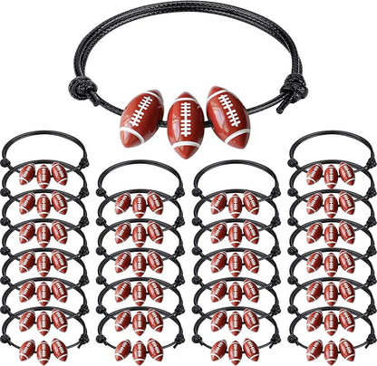 30pcs Sport Theme Charm Bracelets Adjustable Inspirational Beads Ball Party Favors for Teens Boys Girls Adult Decoration Wristbands Student Present