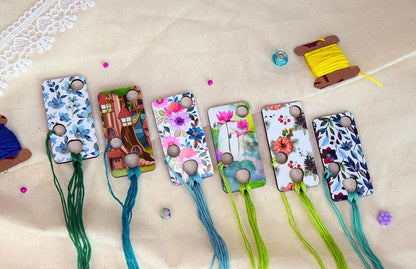 Floss drops cross stitch Wooden thread drops organizer floss drop for cross stitch kit fox embroidery floss storage holders for threads The set of 6 cross stitch retreat gifts