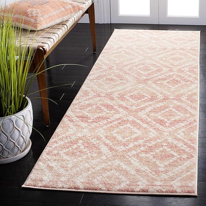 SAFAVIEH Adirondack Collection Runner Rug - 2'6" x 8', Rose & Gold, Modern Diamond Distressed Design, Non-Shedding & Easy Care, Ideal for High Traffic Areas in Living Room, Bedroom (ADR131Q)