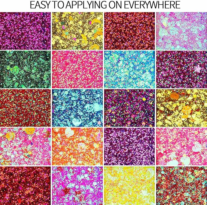 FANDAMEI 40 Colors Face Glitter, Face Paint Glitter Gel - Face Glitter for Women Girls, No Glue Needed, Multi-Purpose Glitter Makeup for Hair Face Body Halloween Rave Carnival