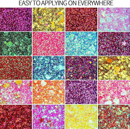 FANDAMEI 40 Colors Face Glitter, Face Paint Glitter Gel - Face Glitter for Women Girls, No Glue Needed, Multi-Purpose Glitter Makeup for Hair Face Body Halloween Rave Carnival