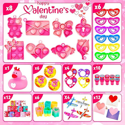 500+ Pcs Valentine's Day Party Favors Toy Assortment Set Valentine Goodie Bag Stuffers Valentine Prizes Rewards Bulk for Kids Students Valentine Party Favors Treats School Classroom Gift Exchange
