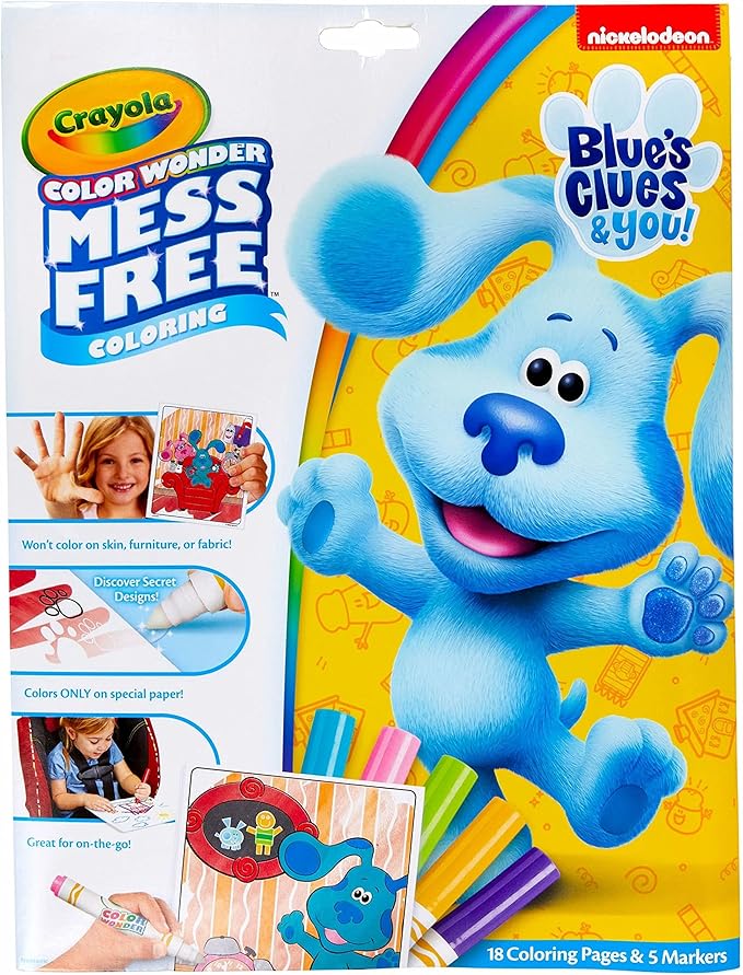 Crayola Blues Clues Color Wonder, 18 Mess Free Coloring Pages & 5 No Mess Markers, Gift for Kids