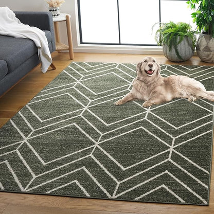 SAFAVIEH Adirondack Collection Runner Rug - 2'6" x 8', Green & Ivory, Geometric Design, Ideal for High Traffic Areas in Entryway, Kitchen & Bathroom (ADR241X-28)