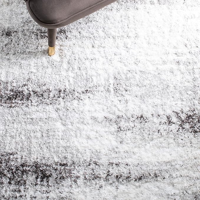 SAFAVIEH Berber Shag Collection Runner Rug - 2'3" x 8', Grey & Dark Grey, Abstract Design, Non-Shedding & Easy Care, 1.25-inch Thick Ideal for High Traffic Areas in Living Room, Bedroom (BER551F)