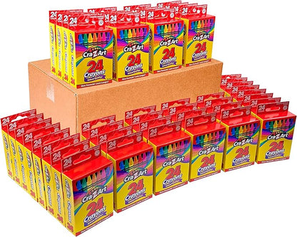 Cra-Z-Art Crayons Bulk Pack School Supplies, 24 Count Crayon Box Pack of 48 Individual Crayon Boxes